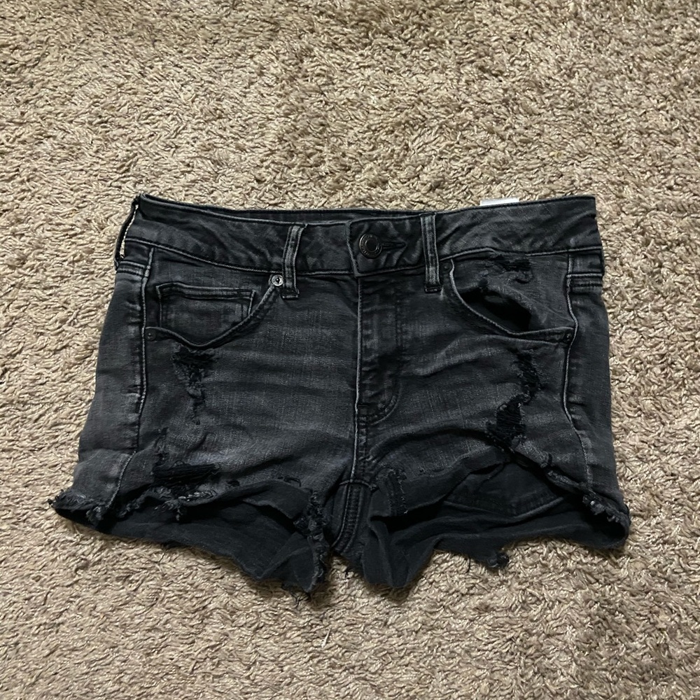 american eagle black jean shorts